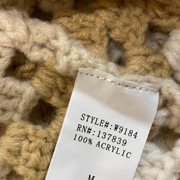 Anthropologie Chunky Crochet Cardigan Sweater | Cottage Core Granny Neutral NWOT - Picture 5 of 8